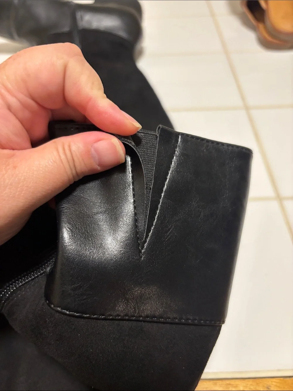 Amazon Black Over-the-Knee Leather & Suede Boots